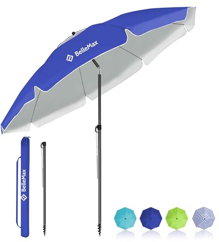 BelleMax Parasol de Plage Exterieur, Bleu, 200cm