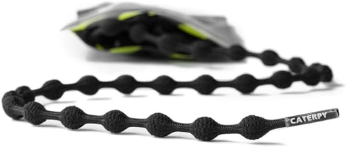 Caterpy Run – Die ultimativen elastischen Schnürsenkel ohne Krawatte für Erwachsene und Kinder (Standard: 75cm / Jaguar Black)
