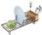 mDesign Égouttoir à vaisselle pour évier de cuisine – Petit égouttoir à vaisselle en métal et bambou pour évier de cuisine – Égouttoir à vaisselle avec plateau d'égouttement pour assiettes et panier à