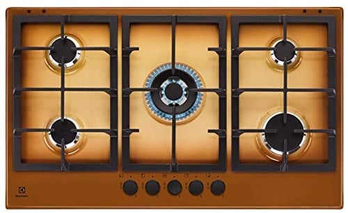 Electrolux - Piano cottura a gas KGS 9536 T finitura terra di francia e manopole nere da 90 cm