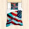 ABAKUHAUS Amerikanische Flagge Bettbezug Set für Einzelbetten, Wind Flagpole, Milbensicher Allergiker geeignet mit Kissenbezug, Blau Rot
