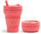 Tasse à café pliable Stojo | tasse de voyage réutilisable de grande taille avec paille, couleur corail, 709 ml