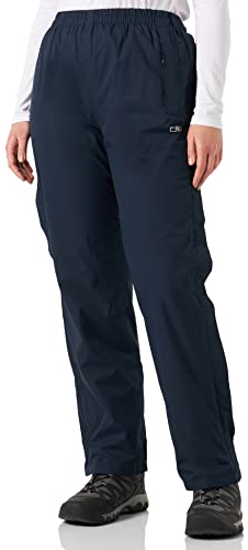 CMP - Regenfeste Damenhose mit Futter und durchgehenden seitlichen Reißverschlüssen, Schwarz Blau, M