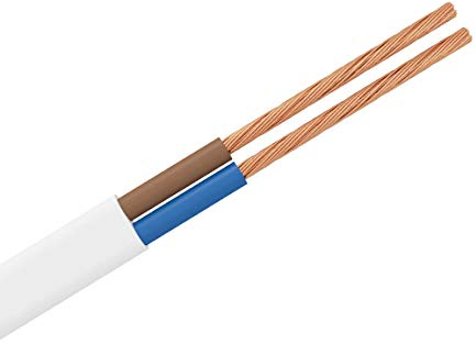 2-adrig 2x0,75 Stromkabel Elektrokabel installationskabel H05VVHF Weiß 1 meter