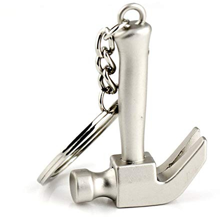 IKAAR Schlüsselanhänger Metall Mini Hammer Schlüsselring Anhänger Mini Werkzeug Schlüsselring Keychain Silber