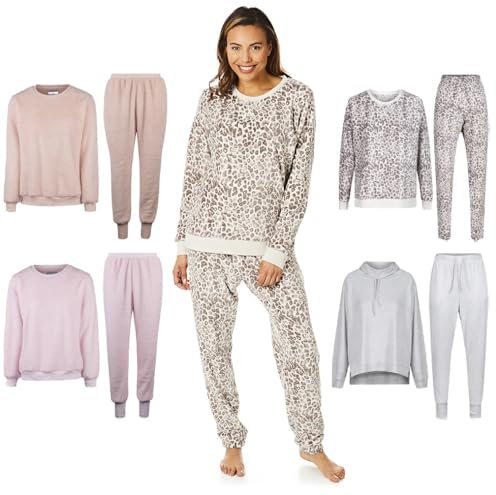 Light & Shade Pretty Woman Pijama supersuave de dos piezas para damas Ocio Conjunto partes superior e inferior Twosie, Gris Animal Print, S/M