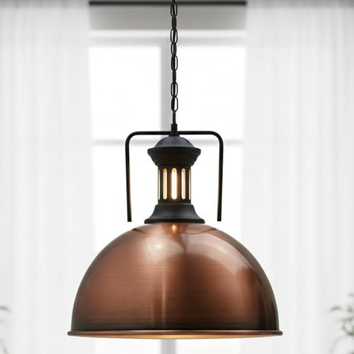 DC VOLTAGE Pendelleuchte Retro, Deckenlampe Rostoptik Industrie Hängeleuchte Breite Wohnzimmer Vintage Deckenleuchte Schlafzimmerlampe Esstischlampe Küchenlampe Rustikal Stil (Kupfer)