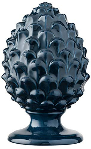 Baroni Home Pigna Siciliana Colorata, Pigna Decorativa in Porcellana Dipinta a Mano, Soprammobile Salotto e Ufficio, 17x17x27 cm (XL), Blu Navy
