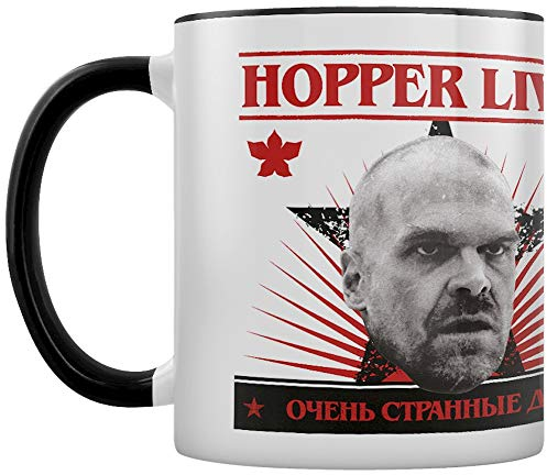 Stranger Things Hopper Lives Black Inner Becher Weiß