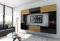 Furnitech Wohnwand Wohnzimmer - Wohnzimmer Möbel mit LED Blau - Hängend Wohnwand Modern - Wohnzimmer Schrankwand mit Regale und TV Schrank (Future C29-HGM-BD-49 1B)