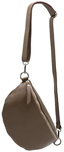 SH Leder ® echt Leder Hüfttasche Damen Herren Unisex Gürteltasche für Festival Reise Bauchtasche große Crossbody Bag Frauen Ledertasche 30x18cm Lala G399 (Dunkeltaupe)
