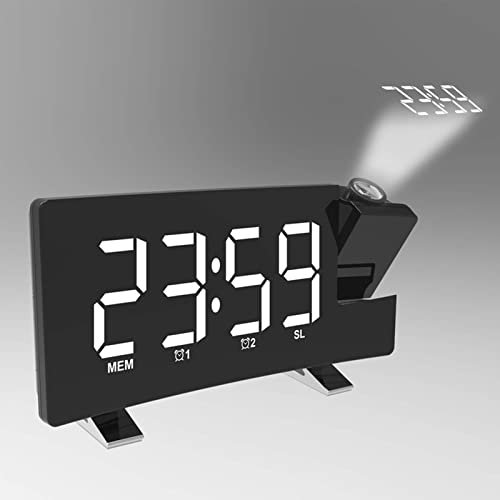 Kavolet Projection Alarm Clock,Digital Projection Alarm Clock Bedside Mains Powered with FM Radio,Projection Clock Radio Controlled, 3 Adjustable Brightness with USB Charging Port, White