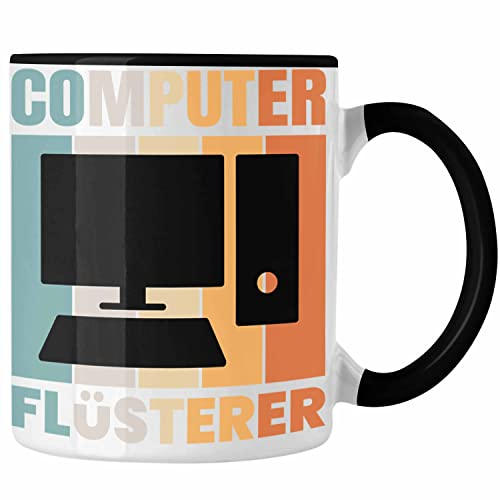 Trendation - IT Computer Nerd Flüsterer Informatiker Tasse Lustig Geschenk IT Student Gadget Männer Weihnachten (Schwarz)