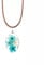 Damen Halskette echte getrocknete Blumen mit Lederbandkette (Blau)
