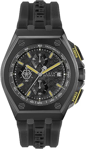 Philipp Plein Herren Chronograph Quarz Uhr mit Silikon Armband PWGAA0221