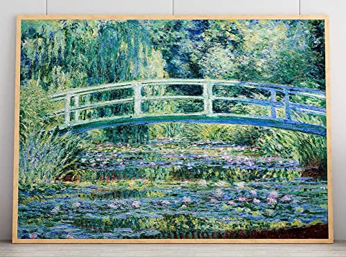 JOPRICO Claude Monet Poster - Wasserlielien und die japanische Brücke 1899 - Vintage Gemälde - berühmte Gemälde - Impressionismus klassisches Gemälde Größe 50x70 cm | 20x28 inch