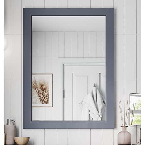 Artis® 600 x 800mm Bathroom Mirror Gloss Grey Wood Framed Vanity Mirrors Wall Mounted Mirrored, Rectangular