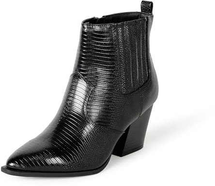 The Drop Damen Sia Pointed Toe Western Ankle Boot, Schwarze Eidechse, 36