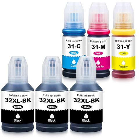 Yongairuink 31 32 XL Nachfülltinte für HPQ Smart Tank Plus 555 Drucker für HPQ Smart Tank 7005 7006 7305 7306 7605 5105 5106 5107 570 455 515 519 530 558 559 655 670 750 790 (3BK 1C 1M 1Y)