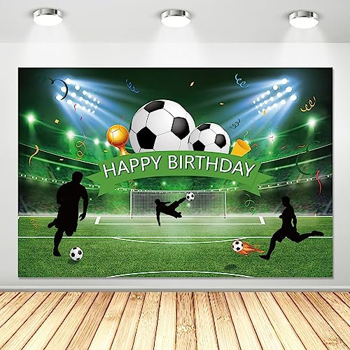 APOWBLS Fußball-Geburtstagsparty-Hintergrund, Fußball-Party-Hintergrund, Banner-Dekorationen, Fußball-Hintergrund, Sportthema, Fußball, 1. 2. 3. Geburtstag, Dekorationen, Hintergrund, 1,5 x 0,9 m