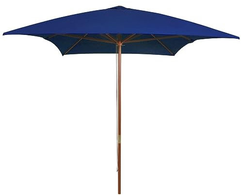 Parasol de jardin avec mât en bois bleu 200x300 cm