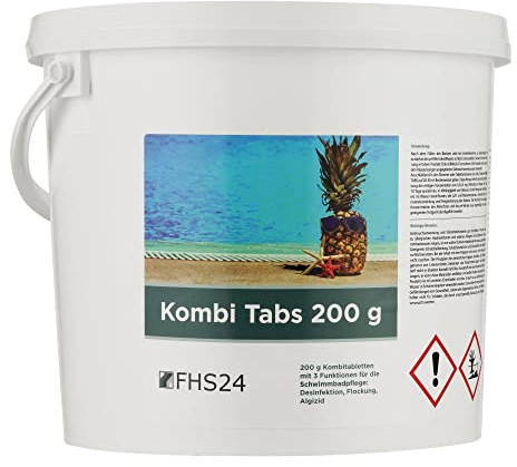 FHS24 Kombi Tabs 200 g 5kg Chlor Kombitabs Multifunktionstabletten Desinfektion Flockung Algizid