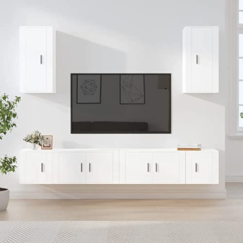 Festnight TV-Schrank-Set Wandmontage 6-TLG. Sideboard Wohnzimmer TV Hängend Weiß Fernsehtisch TV-Schrank Lowboard Wandmontage