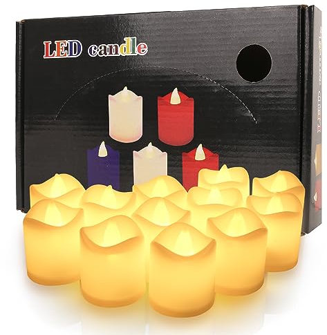NAKIHOUSE Led Candle Lights in Wave Design Pack of 12 Realistic and Bright Battery Operated LED Tea Lights in Warm White for Wedding,Table,Festival,Halloween,Christmas Decorations