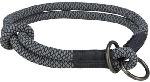 TRIXIE Soft Rope Zug-Stopp Halsband Größe L: Halsumfang 50 cm/13 mm in schwarz - stufenlos verstellbares Hundehalsband aus gewebtem Tau für Hunde, einfacher Verschluss - 1984701
