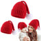 Kunyeah 2 Stück Eltern-Kind-Weihnachtsmütze Warme Wintermütze Weiche gestrickte Weihnachtsmütze mit Bommel Familie passende Mütze Rote Weihnachtsmütze