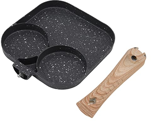 MSUIINT 3-in-1-Breakfast-Master-Pfanne, Geteilte Grill- und Bratpfanne mit Antihaftbeschichtung, Kompatibel mit Gas- und Induktionsherden, Hitzebeständig, ölfreies Kochen, für Vielseitige Frühstückszu