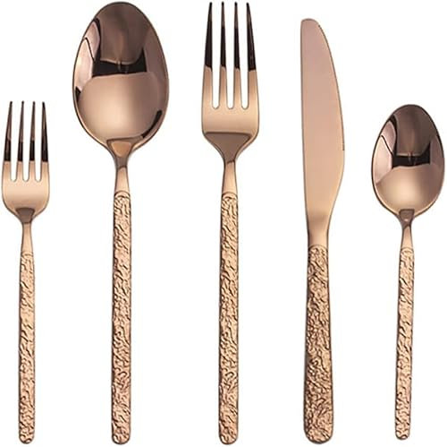 Besteckset für 12 Personen Besteck Rose Gold 60-Teiliges Edelstahl Modernes Design Cutlery Set Besteck mit Messer/Gabeln/Löffeln/Teelöffel Spülmaschinenfest ESSONIO Weihnachten