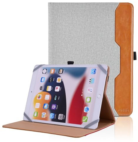 Custodia Universale per 9-11'' Tablet Business Premium Pelle PU Leather Multi-Viewing Angles Stand Folio Cover con Tasca Case per 9.7 10 10.1 10.2 10.3 10.4 10.5 10.6 10.9 Pollici Tablet, Grigio