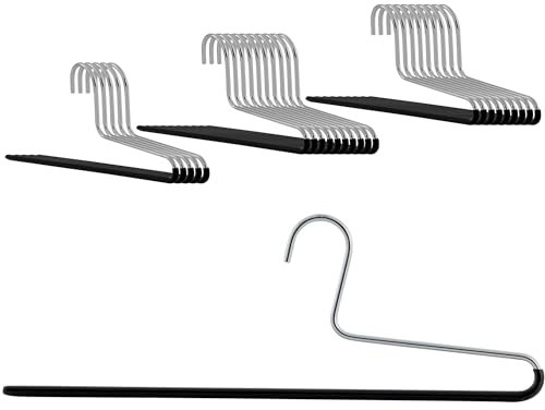 MAWA Hosenbügel, Set mit 25 platzsparenden Kleiderbügel, ideal für Jeans, Stoffhosen und Anzughosen, mit antirutschbeschichtetem Steg, 35 cm, Schwarz