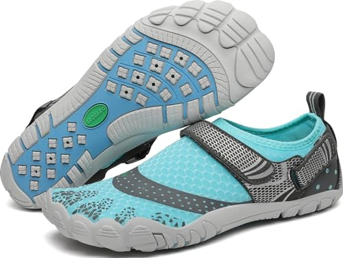 SAGUARO Badeschuhe Herren Wasserschuhe Damen Barfuss Schuhe Sport Schwimmschuhe Barfußschuhe Gegen Seeigel Aquaschuhe rutschfest Strandschuhe Leicht Neoprenschuhe Barfussschuhe Azurblau, Gr.38