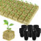 RUIYELE 50 Set Rockwool Grow Cubes with Net Pots, Including 50 Packs lastic Net Pots, 50 Packs Rock Wool Planting Cubes for Hydroponics Garden Tower Supplies, Soilless Planting Seedling Greenhouse