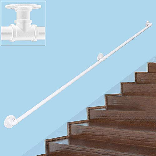 WuDLi Treppen-Handlauf-Geländer-Set, Moderne Wandtreppe, weißes Handlauf-Stützgeländer für den Innen- und Außenbereich/540 cm (18 Fuß)