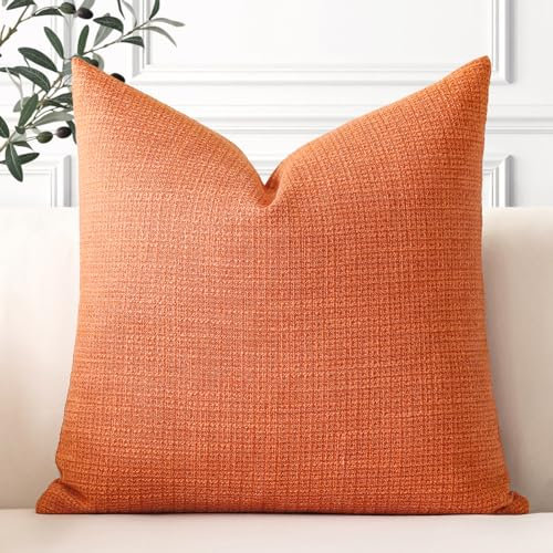 Artscope 1er Set Kissenbezug Einfarbig Wurfkissenbezug Leinen Kissenbezüge 45x45cm Moderne Dekokissen Kissenhülle Set Kissen Fall für Sofa Schlafzimmer Zuhause Dekor, Orange