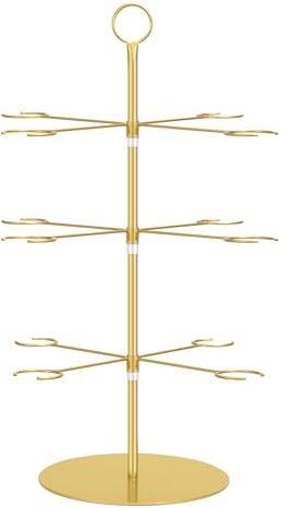 XLSBZ Getränke Tower,Cocktail-Baumständer Metall Servierbaum für Cocktails,12 Gläser Weinglashalter für Cocktail, Martini, Champagner (große Größe Gold)
