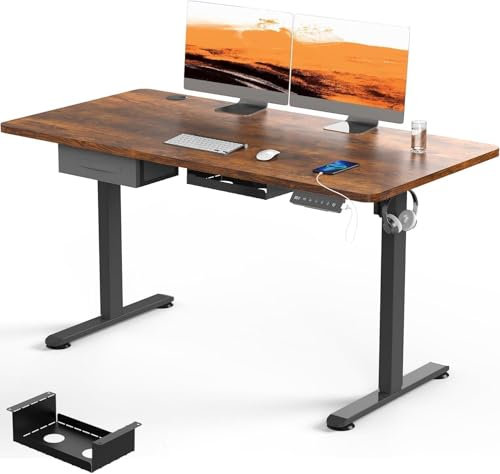 Flamaker Höhenverstellbarer Schreibtisch 160 x 80 cm, Schreibtisch Höhenverstellbar Elektrisch mit Memory Funktion, Computertisch mit Kabelmanagement, Standing Desk, Stehpult, Bürotisch, Braun
