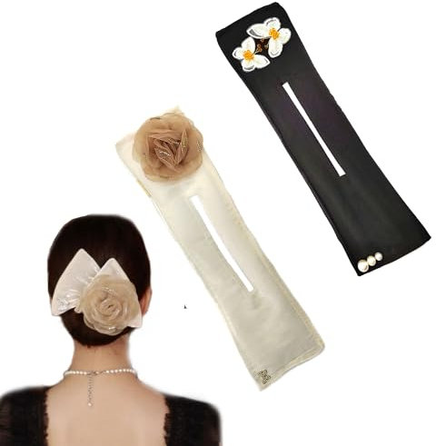 CHENNAN 2 Stück Blumen Haarknotenroller, Lazy Deft Bun Maker, Exquisiter großer Haarknoten, Einfacher Haarknotenmacher für Frauen, Wiederverwendbarer, Haar-Accessoires für Frauen und Mädchen (A)