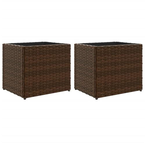 vidaXL Pflanzkübel 2 STK. Braun 36x30x32 cm Poly Rattan