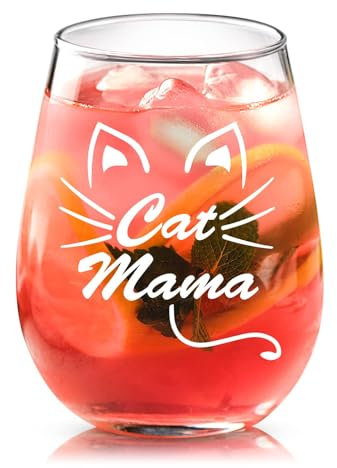 Joymaking Personalized Wine Glass for Cat Lovers - Gifts for Mum, Women, Cat Mama - Christmas, Birthday Present - Funny 17oz Glass