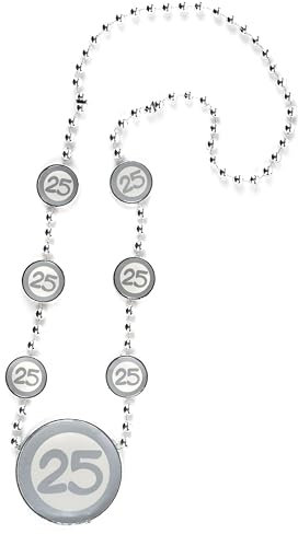 Silberhochzeit Deko Kette silber - Originelle 25 Geburtstag Deko, Tischdeko Silberhochzeit oder für das Jubiläum 25 Jahre - Geburtstagsdeko 25 Jahre Frau oder Mann - Tiwoca