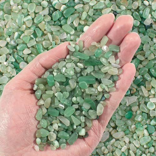 EZEELAI Green Aventurine Crystal Chips Bulk Crushed Stones, Natural Gemstones Jade Pebbles Marbles Tumbled Healing Crushed Quartz for Vase Fillers, Aquarium Gravel Rocks and Home Decoration 180g