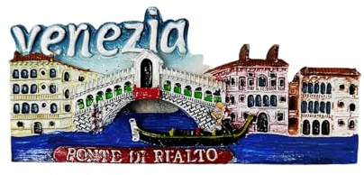 3D-Kühlschrankmagnet aus Harz Venedig Rialtobrücke Souvenir Geschenk Zuhause Küche Sammlung 11 x 5 cm (V-92)
