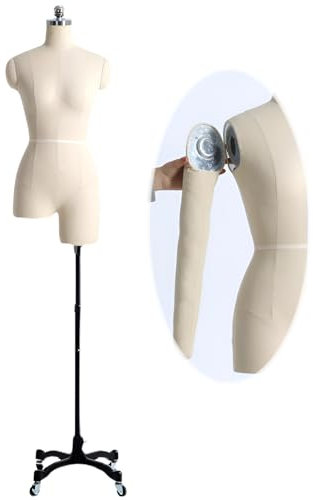 Kleiderform-Nähschaufensterpuppe, weibliche Schaufensterpuppe/Schneiderpuppe mit weichen Armen zum Nähen von Kleidung für Mädchen und Frauen,White-XL-Model86