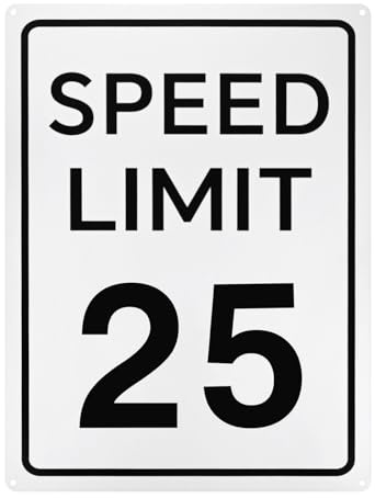M METERXITY Geschwindigkeitsbegrenzung 25 MPH Schild, 16 x 12 Aluminium Wetterfest Wasserdicht Straßenschilder mit 2 vorgebohrten Löchern für den Außen/Innenbereich Metallstraßenschild