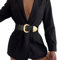WHIPPY Damen Breiter Gürtel Taillengürtel Stretch für Kleid Elastischer Gürtel Hüftgürtel für Damen Goldener Schnalle, schwarz 35