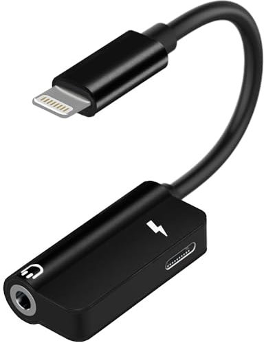 ATEK 2- in-1 Lightning to 3.5mm Headphone Jack Adapter Audio Charger Splitter Dongle Cord Compatible with iPhone iPad Fast Charging Music Listening Call Support Aux Cable Converter (Black)